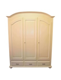 MOBILI 2G - Armadio classico 3 porte 3 cassetti sagomato legno shabby 163x58x200 vista frontale