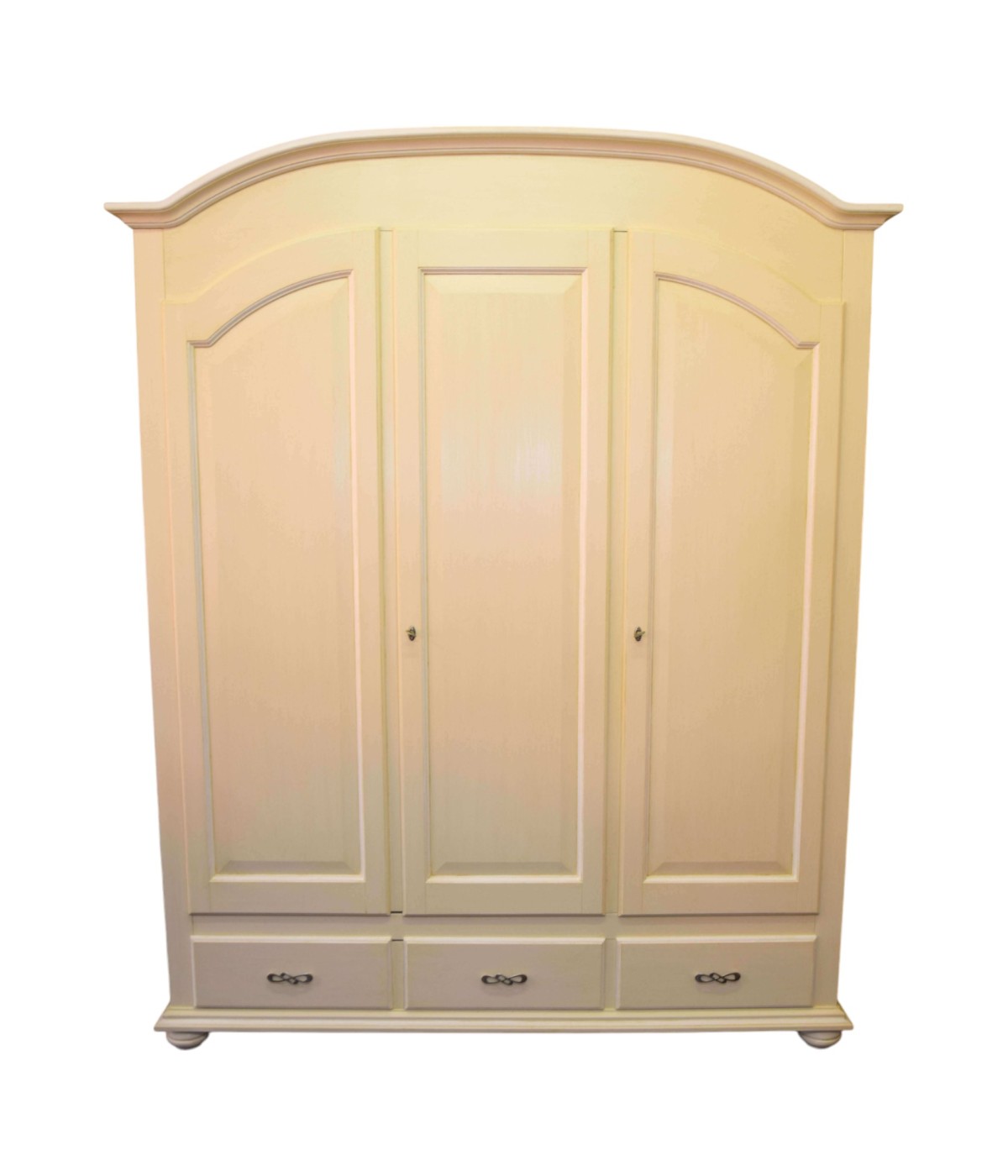 MOBILI 2G - Armadio classico 3 porte 3 cassetti sagomato legno shabby 163x58x200 vista frontale