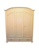 MOBILI 2G - Armadio classico 3 porte 3 cassetti sagomato legno shabby 163x58x200 vista frontale