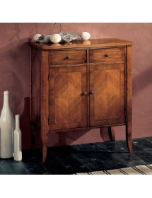 MOBILI 2G - Credenza classica 2 porte 2 cassetti intarsio legno bassano 71X41x83 vista frontale