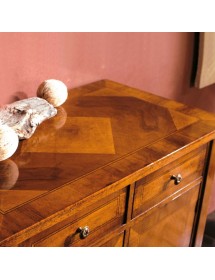 MOBILI 2G - Credenza classica 2 porte 2 cassetti intarsio legno bassano 71X41x83 vista frontale cassetti