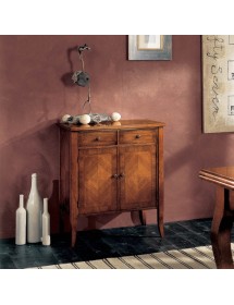 MOBILI 2G - Credenza classica 2 porte 2 cassetti intarsio legno bassano 71X41x83 vista frontale