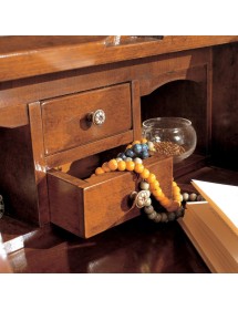 MOBILI 2G - Bureau classico 9 cassetti in legno bassano 56X41x120 vista frontale aperto cassetto