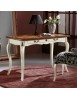 MOBILI 2G - Scrivania 2 cassetti legno bianco bicolore shabby 120X60x77 VISTA FRONTALE