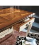 MOBILI 2G - Scrivania 2 cassetti legno bianco bicolore shabby 120X60x77 VISTA FRONTALE CASSETTO APERTO E PIANO INTARSIATO