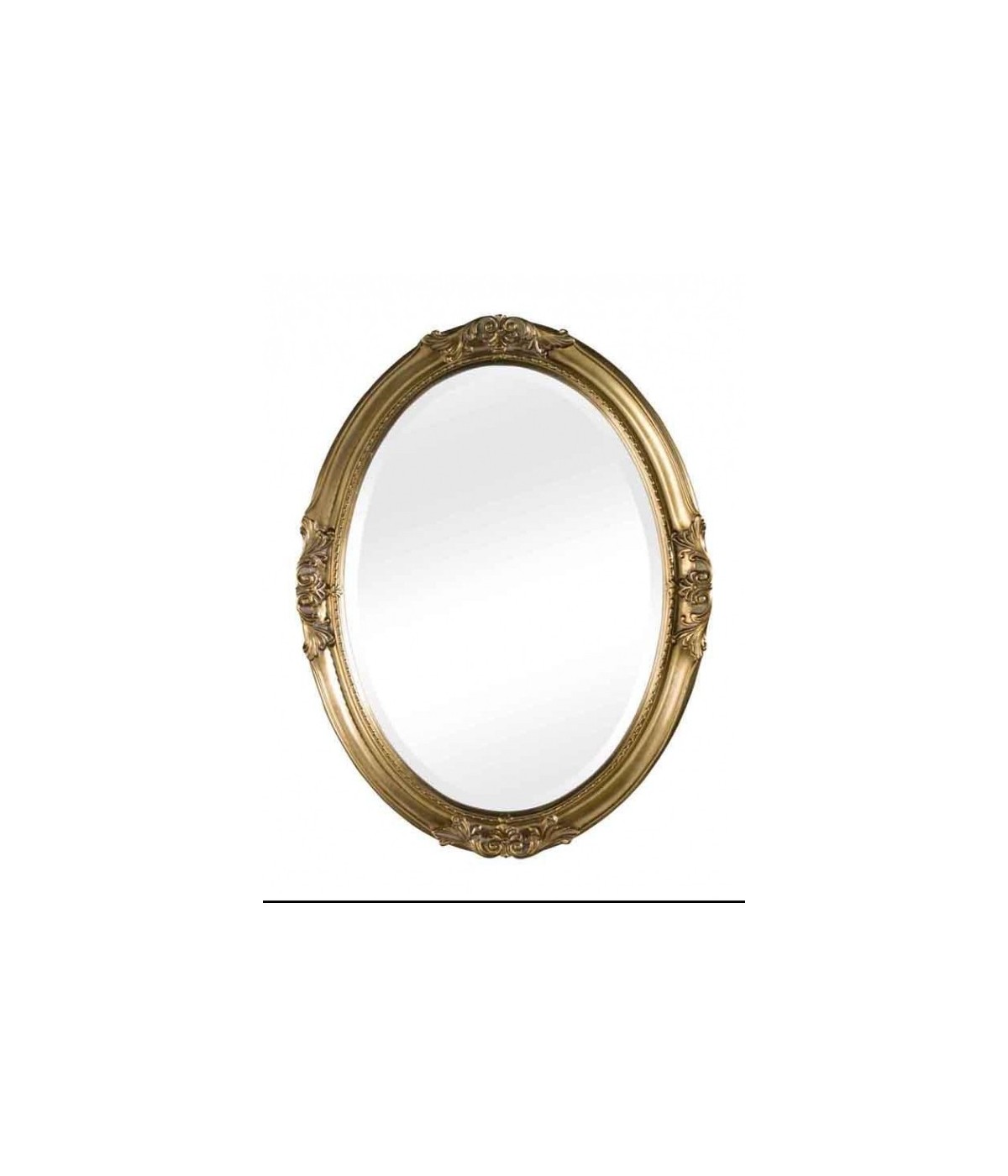 MOBILI2G - Specchiera in foglia oro ovale- Misure: l.52 x h.62 x p.5