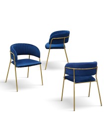 MOBILI 2G - Set 2 Sedie moderne Design metallo imbottite velluto 57x51,5x77 VISTA FRONTALE