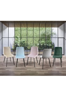 MOBILI 2G - Set 4 Sedie moderne Design metallo imbottite velluto 44x54x88 VISTA FRONTALE COLORI