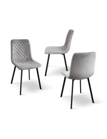 MOBILI 2G - Set 4 Sedie moderne Design metallo imbottite velluto 44x54x88 VISTA FRONTALE