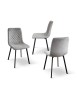 MOBILI 2G - Set 4 Sedie moderne Design metallo imbottite velluto 44x54x88 VISTA FRONTALE