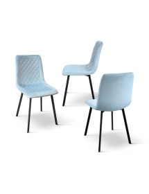 MOBILI 2G - Set 4 Sedie moderne Design metallo imbottite velluto 44x54x88 VISTA FRONTALE