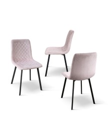 MOBILI 2G - Set 4 Sedie moderne Design metallo imbottite velluto 44x54x88 VISTA FRONTALE