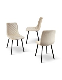 MOBILI 2G - Set 4 Sedie moderne Design metallo imbottite velluto 44x54x88 VISTA FRONTALE