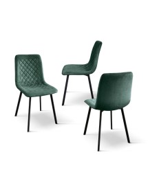 MOBILI 2G - Set 4 Sedie moderne Design metallo imbottite velluto 44x54x88 VISTA FRONTALE