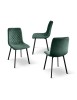 MOBILI 2G - Set 4 Sedie moderne Design metallo imbottite velluto 44x54x88 VISTA FRONTALE