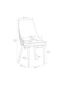 MOBILI 2G - Set 4 Sedie moderne Design metallo imbottite velluto 40x43x93 vista frontale misure