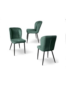 MOBILI 2G - Set 4 Sedie moderne Design metallo imbottite velluto 47x60x96 vista frontale