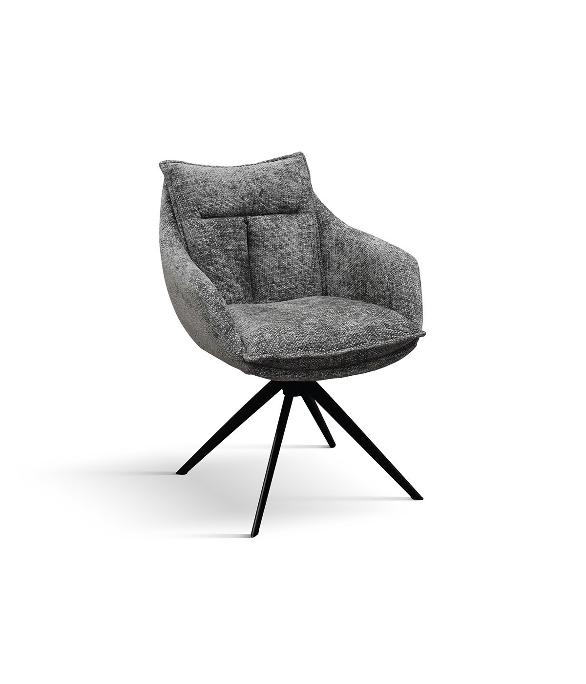 MOBILI 2G - Set 2 Sedie con braccioli moderne Design metallo imbottite tessuto 49x48x88 vista frontale