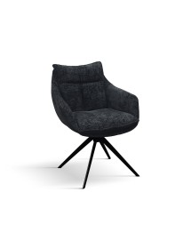 MOBILI 2G - Set 2 Sedie con braccioli moderne Design metallo imbottite tessuto 49x48x88 vista frontale