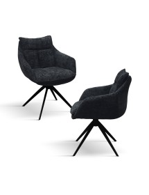 MOBILI 2G - Set 2 Sedie con braccioli moderne Design metallo imbottite tessuto 49x48x88 vista retro