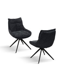 MOBILI 2G - Set 2 Sedie moderne Design metallo imbottite tessuto 49x48x88 VISTA FRONTALE