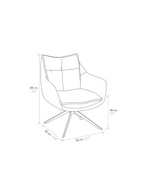 MOBILI 2G - Poltrona moderna Design metallo imbottita tessuto 55x55x84 vista frontale misure
