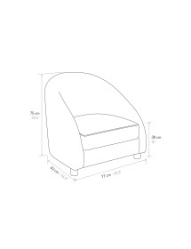 MOBILI 2G - Poltrona moderna Design legno imbottita tessuto 77x62x75 vista frontale misure