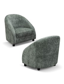 MOBILI 2G - Poltrona moderna Design legno imbottita tessuto 77x62x75 vista frontale