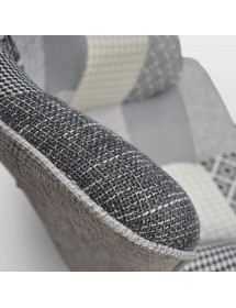 MOBILI 2G - Poltrona moderna Patchwork con pouf imbottita 67x76x97 vista frontale tessuto