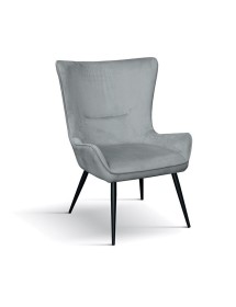 MOBILI 2G - Poltrona moderna Design metallo imbottita velluto grigio 74x67x99 vista frontale