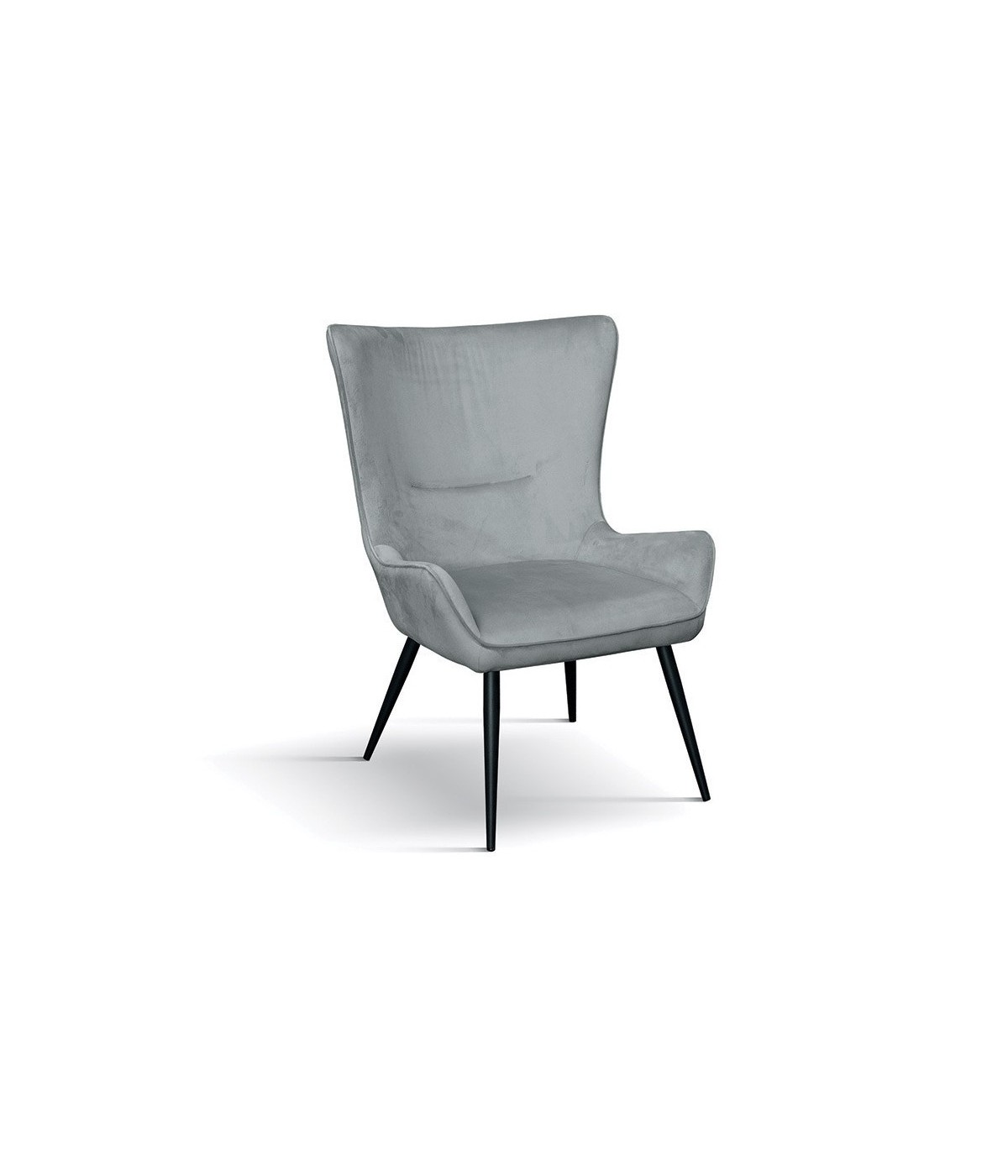 MOBILI 2G - Poltrona moderna Design metallo imbottita velluto grigio 74x67x99 vista frontale