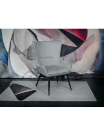 MOBILI 2G - Poltrona moderna Design metallo imbottita velluto grigio 74x67x99 vista frontale