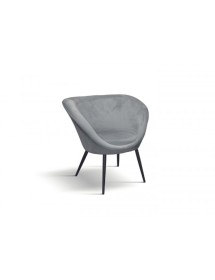 MOBILI 2G - Poltrona moderna Design metallo imbottita velluto grigio 72,5x87,5x78 vista frontale