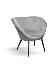 MOBILI 2G - Poltrona moderna Design metallo imbottita velluto grigio 72,5x87,5x78 vista frontale