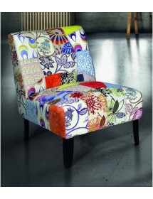 MOBILI 2G - Poltrona moderna Design Patchwork imbottita 62x84x84 vista frontale