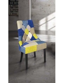 MOBILI 2G -  POLTRONA IMBOTTITA IN TESSUTO PATCHWORK 56x66x94 (785) vista frontale