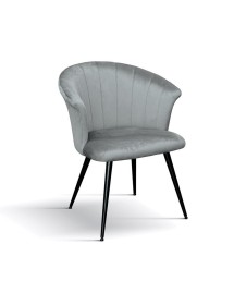 MOBILI 2G - Set 2 Poltrone moderne Design metallo imbottite velluto grigio 53x47x82 vista frontale