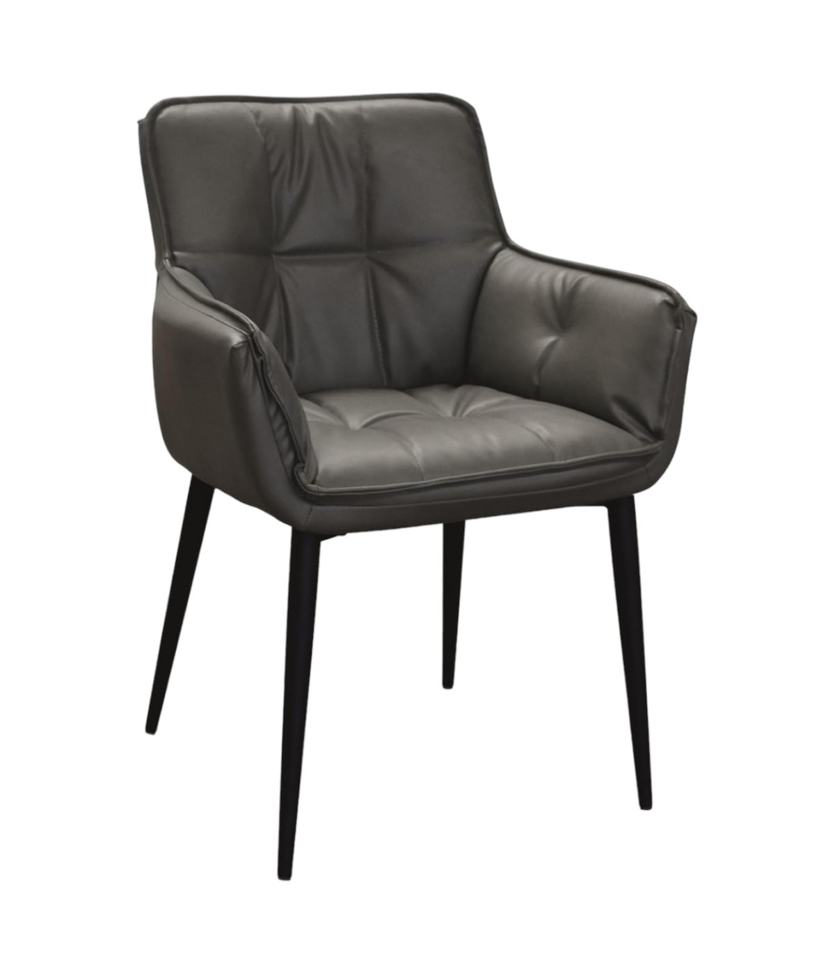 MOBILI 2G - Set 2 Sedie moderne Design metallo imbottite ecopelle grigio 43x63x86 VISTA FRONTALE
