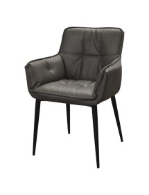 MOBILI 2G - Set 2 Sedie moderne Design metallo imbottite ecopelle grigio 43x63x86 VISTA FRONTALE