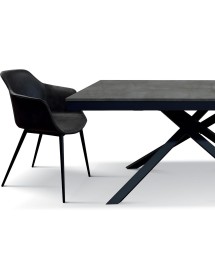 MOBILI 2G - Set 2 Sedie moderne Design metallo ecopelle antracite 43x60x83 vista frontale