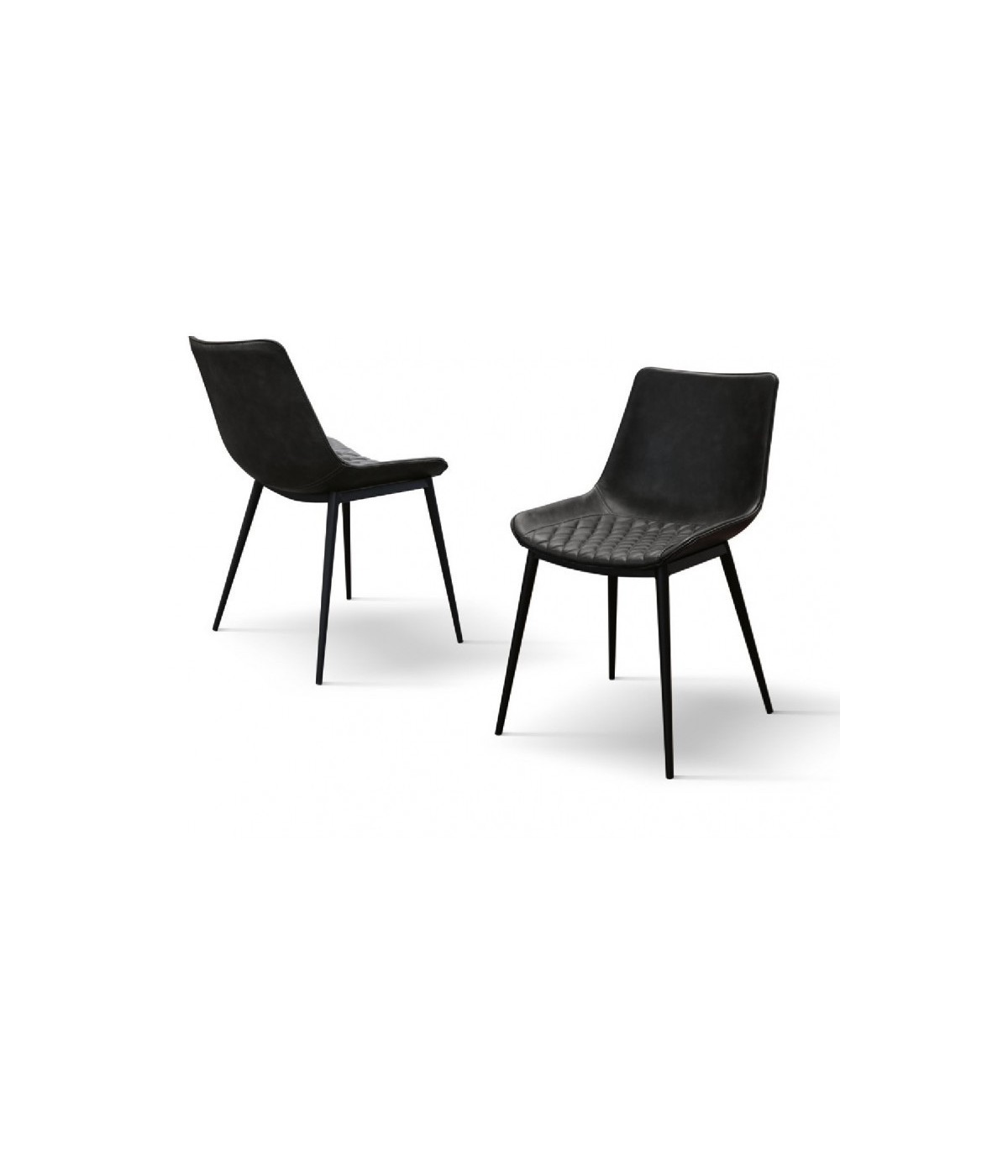 MOBILI 2G - Set 2 Sedie moderne Design metallo ecopelle antracite 40x47x82 vista frontale