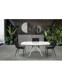 MOBILI 2G - Set 2 Sedie moderne Design metallo ecopelle antracite 40x47x82 vista laterale