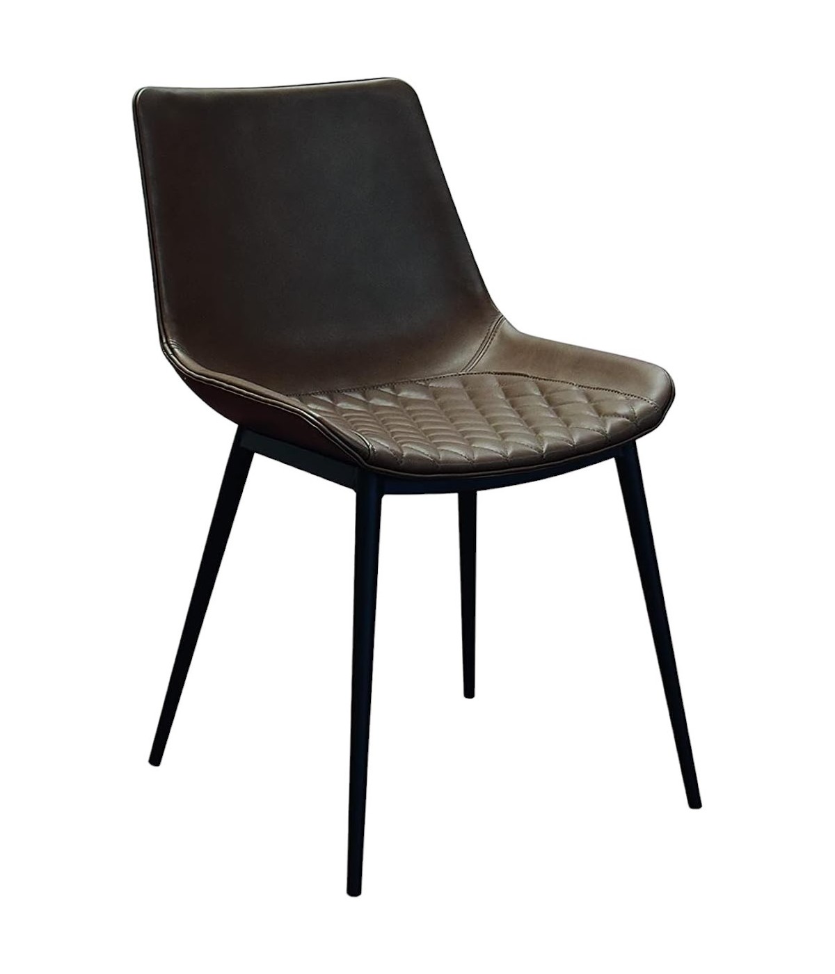 MOBILI 2G - Set 2 Sedie moderne Design metallo ecopelle marrone 40x47x82 VISTA FRONTALE