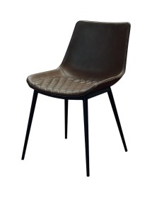 MOBILI 2G - Set 2 Sedie moderne Design metallo ecopelle marrone 40x47x82 VISTA FRONTALE