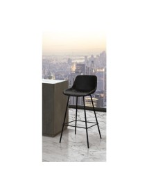 MOBILI 2G - Set 2 Sgabelli moderni Design metallo ecopelle antracite 36x44x100 vista frontale