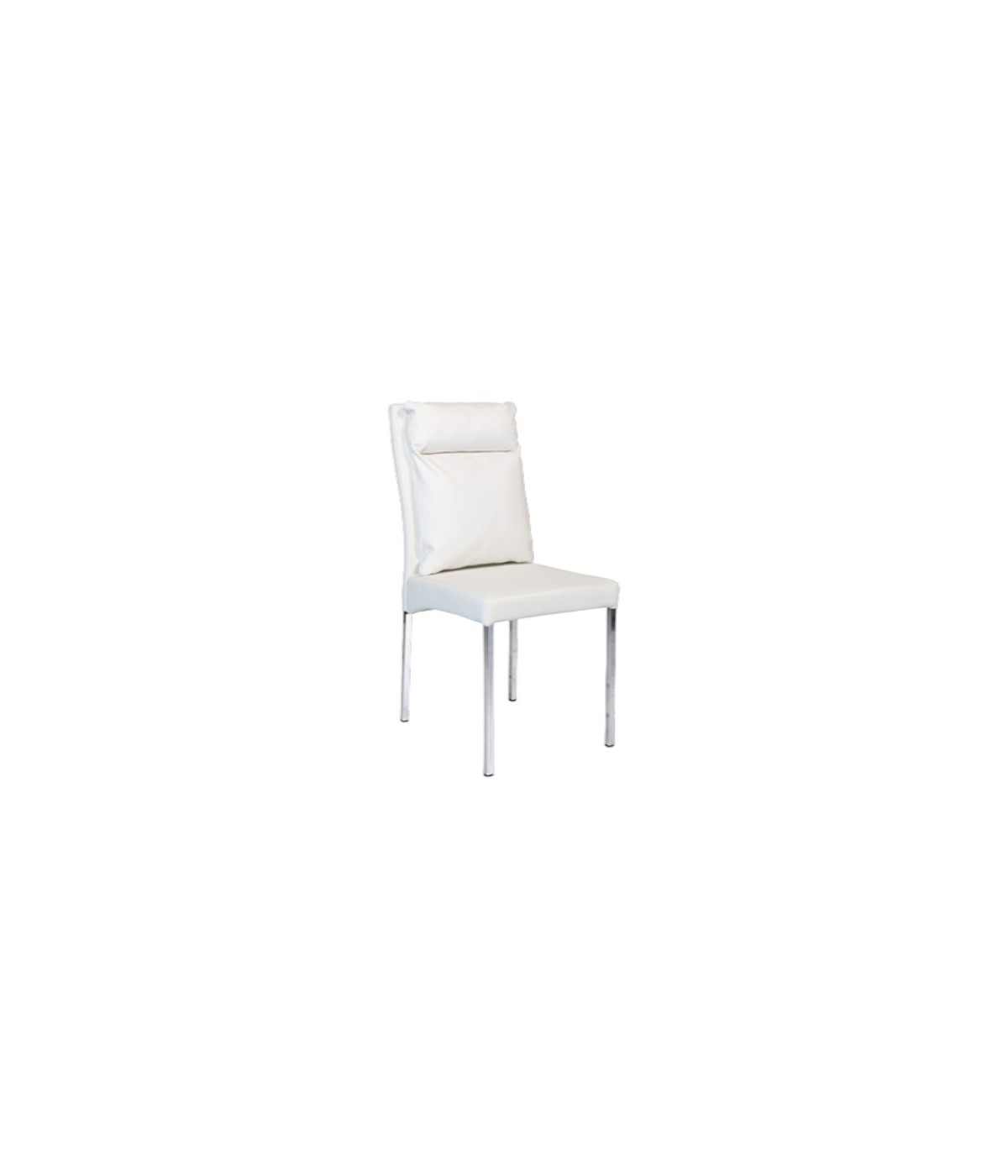 MOBILI 2G - SET 04 SEDIE MODERNE IMBOTTITE IN ECOPELLE BIANCA MISURA 44X56 H.94,5 vista frontale
