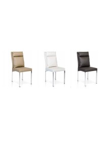 SET 04 SEDIE MODERNE IMBOTTITE IN ECOPELLE BIANCA MISURA 44X56 H.94,5