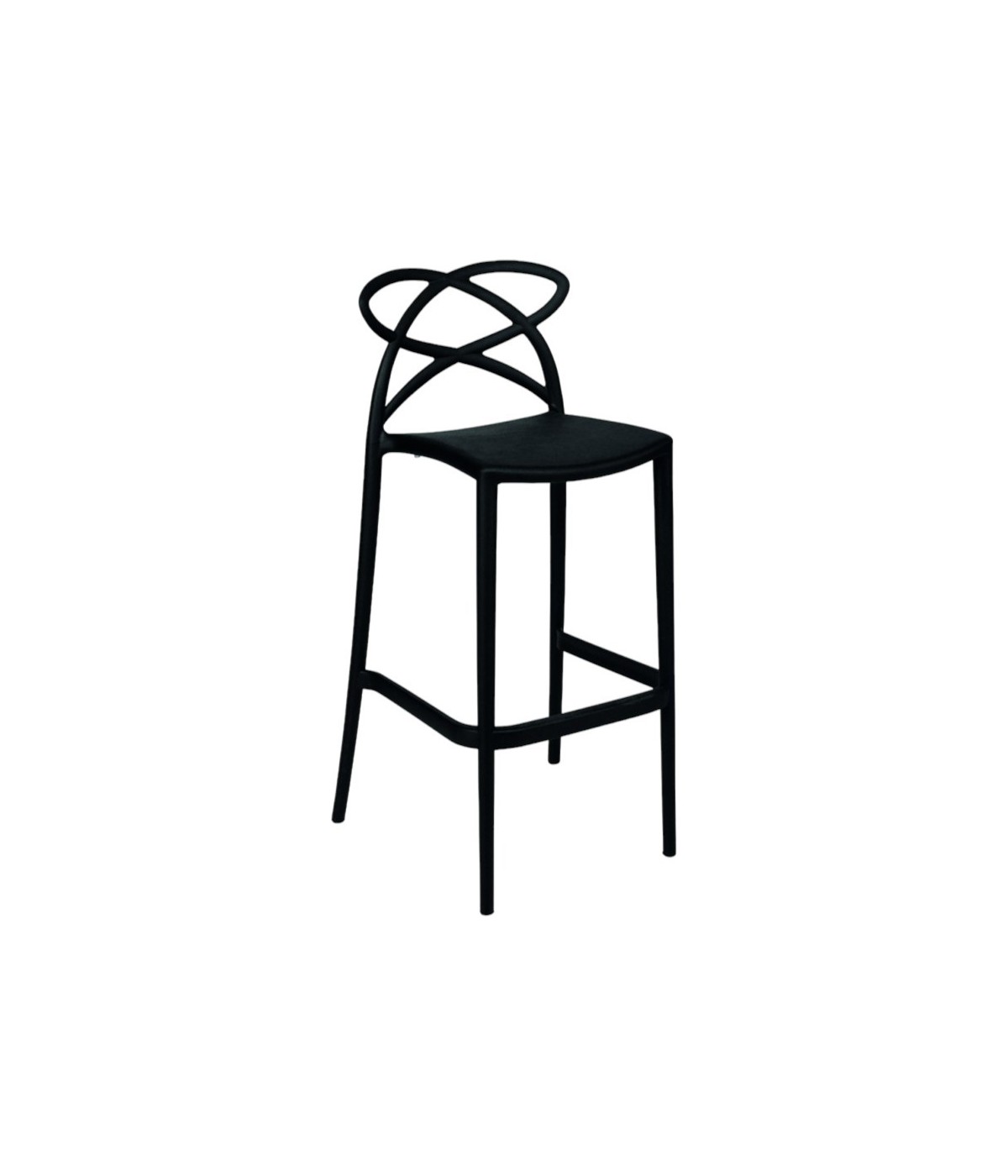 MOBILI 2G - Set 4 Sgabelli Design Moderni Polipropilene Nero 41x46x102 vista frontale