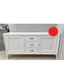 CREDENZA CLASSICA DECORO IN LEGNO 2 PORTE 3 CASSETTI BIANCO 200X50X100
