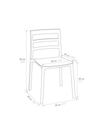 MOBILI 2G - Set 4 Sedie Design Moderne Polipropilene 45x45x80 vista frontale misure